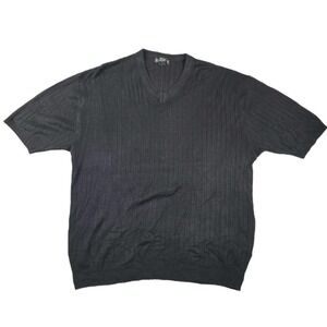 Canopy Vintage Men's Size Large Black Ribbed Short Sleeve Pullover Sweater